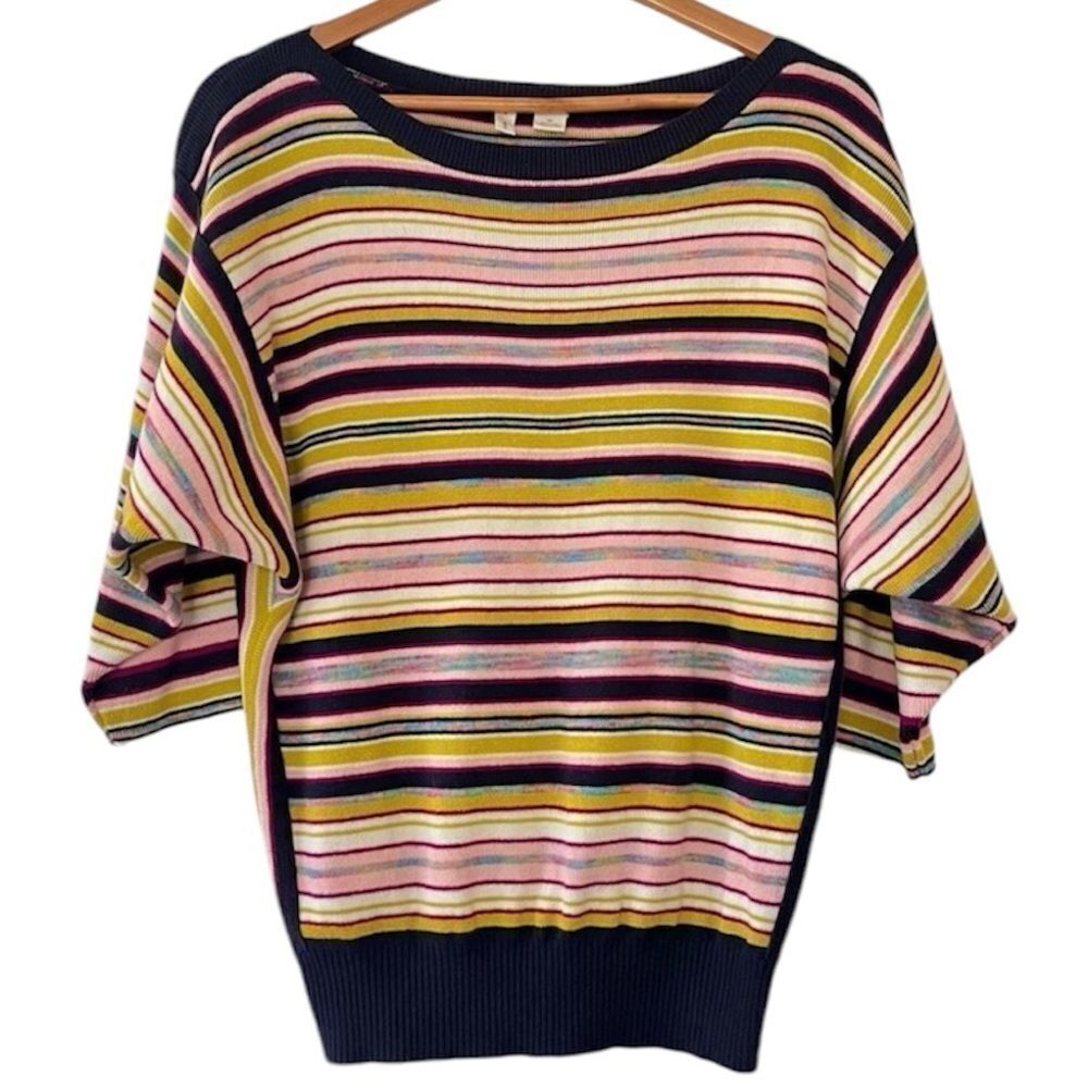 Moth Anthropologie Striped Sweater Multicolor Stripes Dolman Sleeves 0B671512 XS
